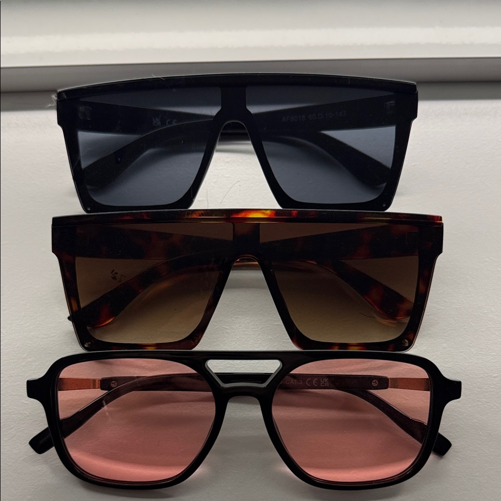 Stylish Sunglasses Trio in Black, Tortoise, and Pink